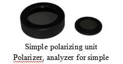 Simple polarizing unit Polarizer, analyzer for simple polarizing unit