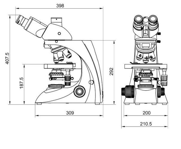 BK5000 Biological Microscope Size(mm)